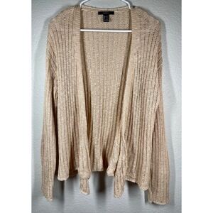 Forever 21 Tan Knit Open Front Cardigan Sweater Lightweight Layer Women's Large
